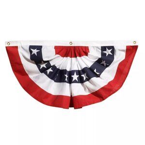 NWT - Annin 3 ft. x 6 ft. Pleated Fan Flag Bunting Patriotic Poly Cotton